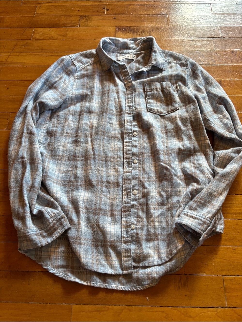 abercrombie kids Blue and Gray Plaid Button-Up Shirt